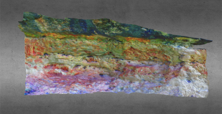 Modelo 3D del sector principal, en falso color