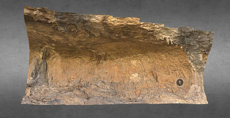 Modelo 3D Cova Alta del Lledoner, sector derecho.
